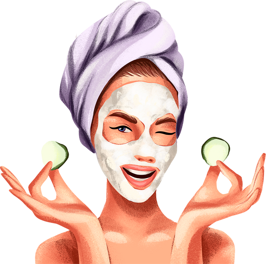 girl with face mask, cream, skin care, salon, treatments